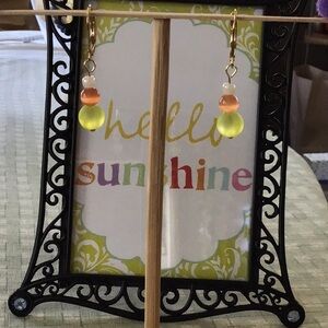 Medium-sized, glass beaded “Candy Corn” Earrings!